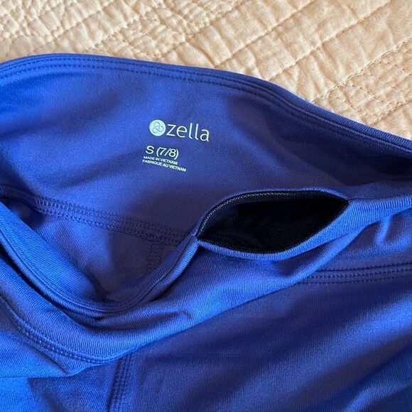 Zella Kids Blue Marlin Waist Pocket Leggings Small - Picture 8 of 8